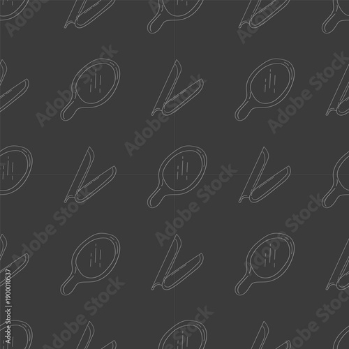 barbershop icon seamless pattern in doodle style