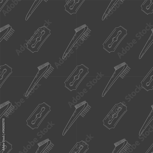barbershop icon seamless pattern in doodle style
