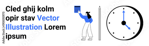 Time management, education design, productivity, organization tools, visual learning, minimalistic layouts. Person holds a square. Time management and education design concepts