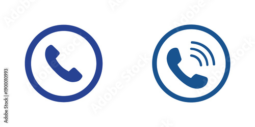 Two blue phone icons, one for calling and one for wi-fi calling, isolated on transparent background