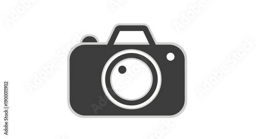 Flat Design Dark Gray Camera Icon on Isolated White Background