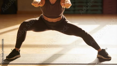 Dynamic Fitness Exercise Demonstration with Focus on Lower Body Workout