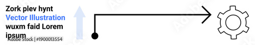 Black line flows from a dot to a gear with a sharp turn, suggesting direction and mechanism interaction. Ideal for workflow, process design, automation, strategy, organization, planning, simple