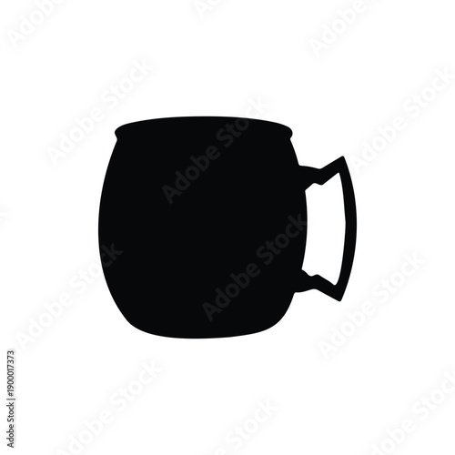 Cocktail copper mug silhouette icon vector flat design.