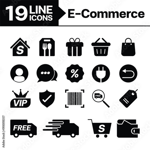 A simple line icon set for e-commerce businesses.