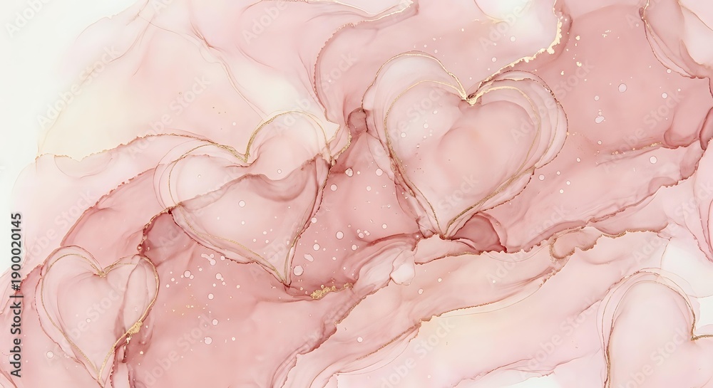Fototapeta premium Abstract pink marble texture with flowing organic patterns and gold veining creates elegant backdrop for luxury branding and feminine design projects.