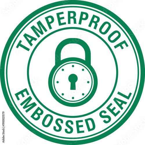 Tamperproof Embossed Seal Icon with Padlock Security Symbol
