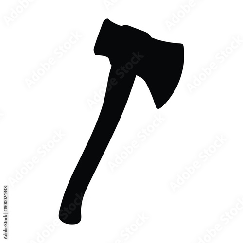 Axe silhouette on white background, wood cutting and chopping tool