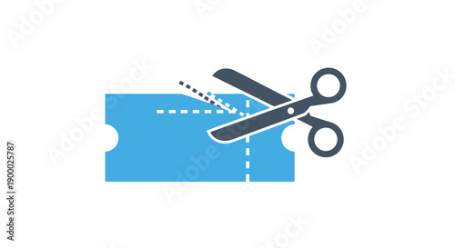 Scissors cutting a blue ticket.