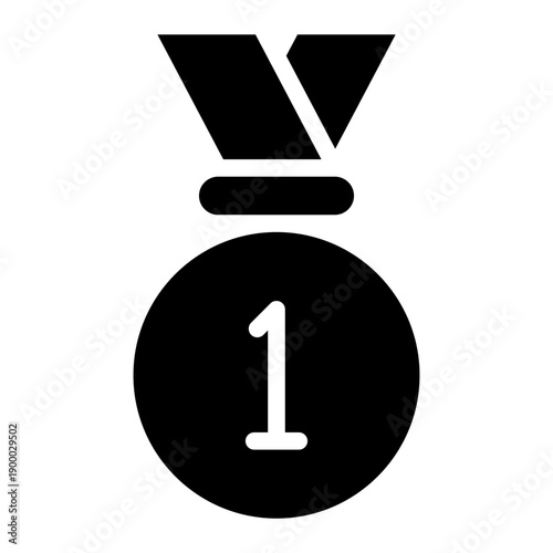 Medal one Award and recognition glyph in vector illustration