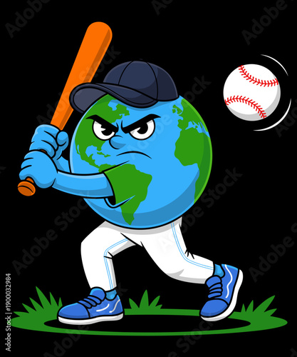 Earth Baseball Player Funny For Earth Day & Baseball Lovers