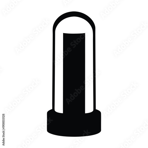 Stylized depiction of a street bollard in simple black and white style