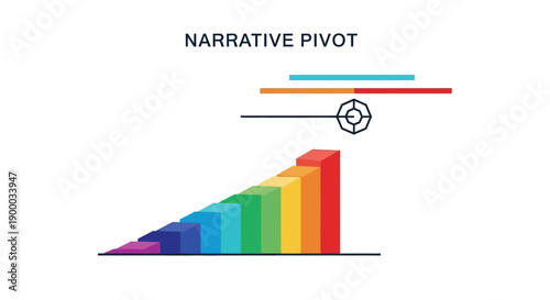 Narrative Pivot Strategy Infographic: Business Growth, Storytelling Change, and Target Adaptation represented by Ascending Bar Chart and Goal Icon.