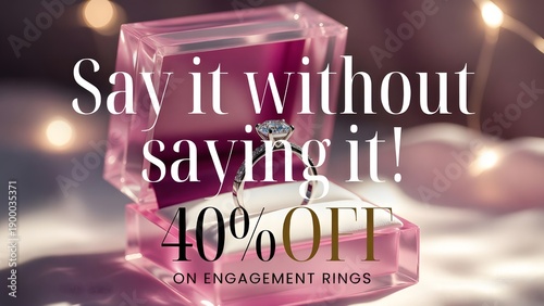 Jewelry Store Promotion Banner for Half Price Discount on Diamond Rings - 40 Percent Off