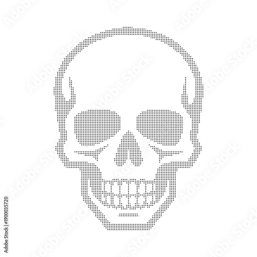 Wallpaper Mural A black and white halftone dot art skull icon on a transparent background Torontodigital.ca
