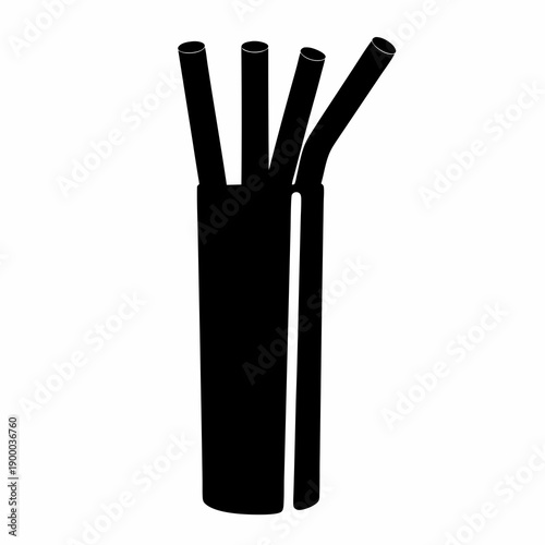 Electrical Cable with Four Internal Wires in Black Silhouette Illustration