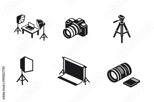 Photography Studio Equipment Icons
