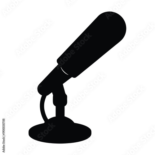 Black and white silhouette of a microphone on a stand design