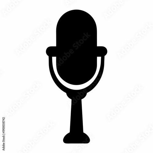 Silhouette of a vintage microphone used for broadcasting and recording audio