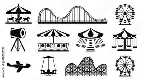 A collection of amusement park attractions