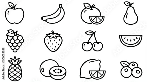 A collection of fruit icons 
