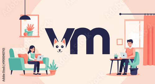 Diverse team members work remotely from cozy home offices with plant decor