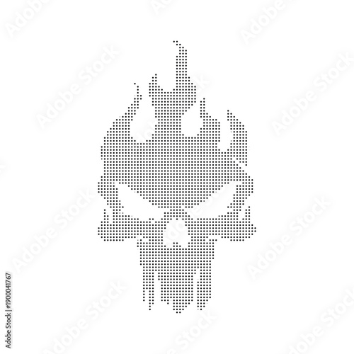 Wallpaper Mural A vector graphic illustration of a skull made of dots on fire Torontodigital.ca