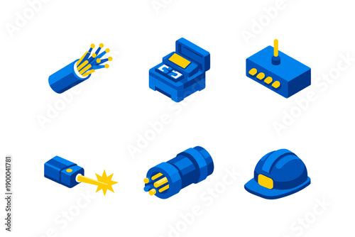 Fiber Optic Technology Icons