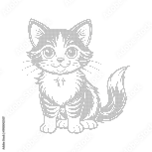 Wallpaper Mural A cute halftone dot art cat illustration with a white background Torontodigital.ca