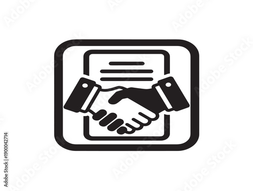 Handshake agreement icon with document