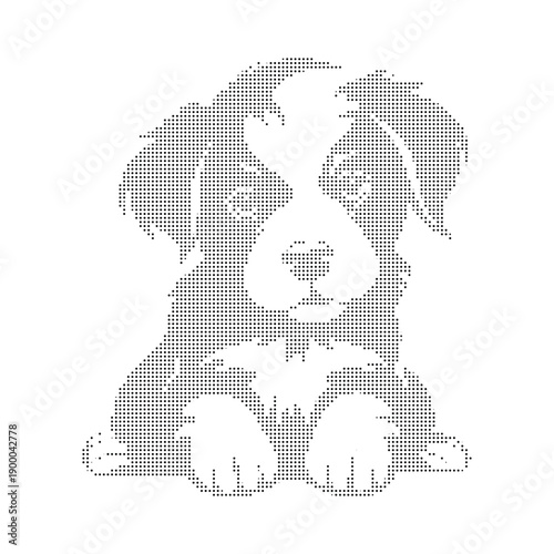 Wallpaper Mural A cute dog made of small dots on a white background Torontodigital.ca