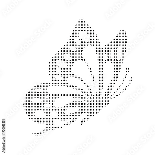 Wallpaper Mural A delicate butterfly illustration made of small dots on a white background Torontodigital.ca