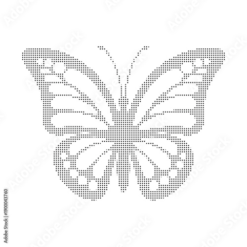 Wallpaper Mural A black and white dotted butterfly illustration on a plain background Torontodigital.ca
