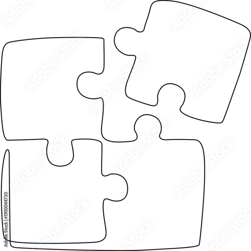Four interlocking puzzle pieces arranged in a square formation. Vector