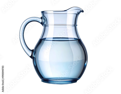 A pristine glass pitcher filled with clear water against a stark black background.