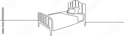 A vintage metal bed frame with ornate detailing and a sturdy construction Vector