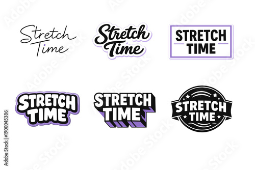 Stretch time logo designs collection with varied styles and fonts