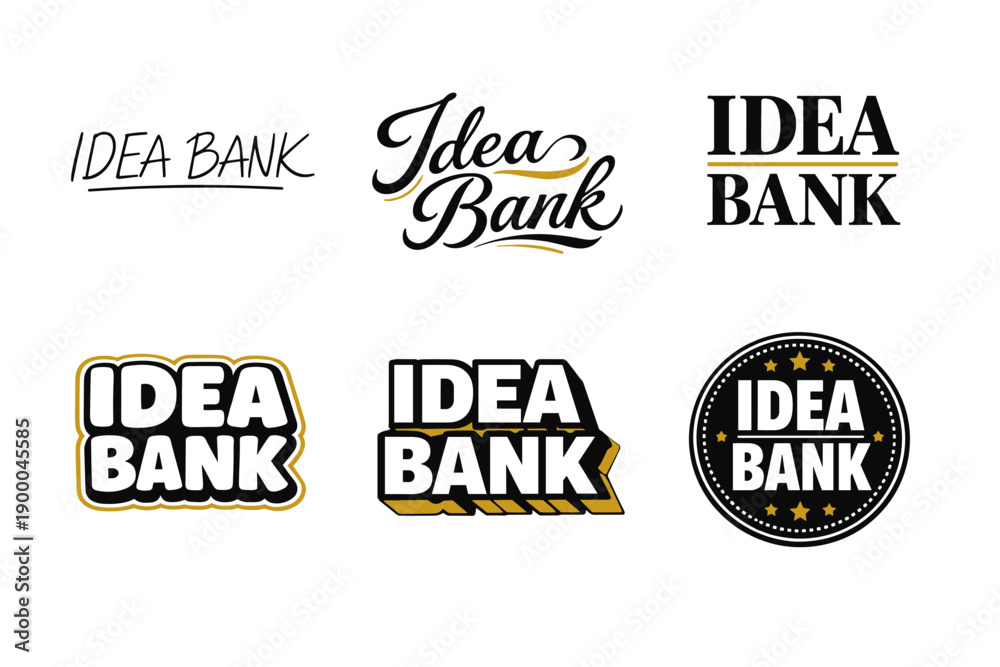 Obraz premium Diverse styles of idea bank logos in various typography designs