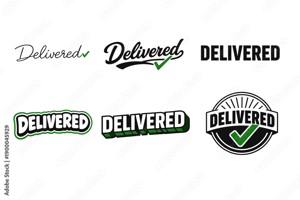 Fototapeta premium Delivered logo collection with check mark symbol