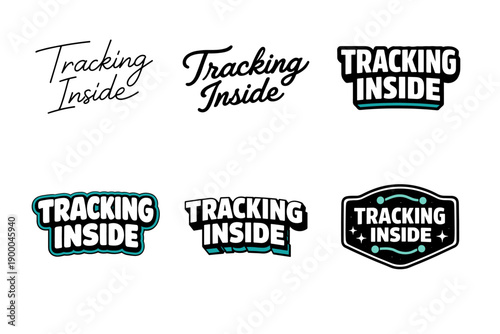 Diverse typography styles for 'tracking inside' in black and teal