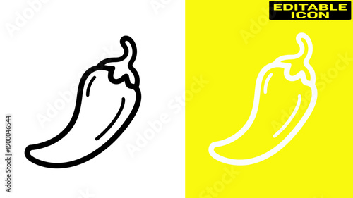 A close-up view of a single pepper with a gradient background transitioning from white to black. Vector