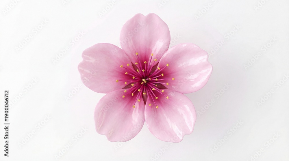 Fototapeta premium Delicate Pink Cherry Blossom on White Background: A Floral Still Life.