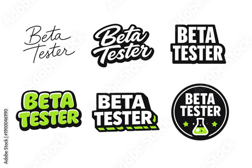 Beta tester logos collection with laboratory theme