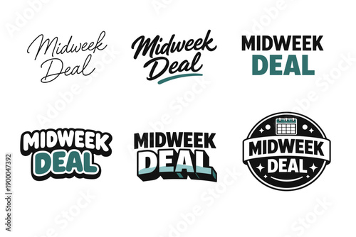 Midweek deal logo designs in various styles and formats