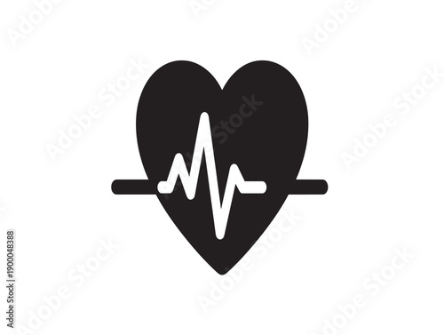 Minimalist heartbeat icon with ecg line