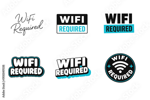 Various wifi required signs in different styles and designs