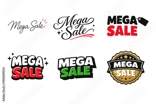 Mega sale logos collection featuring bold and creative typography designs