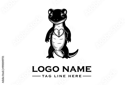 A surreal vector illustration of an lizard with an open chest revealing a heart, set against a plain white background with a subtle hint of illness, in a graphic design style.