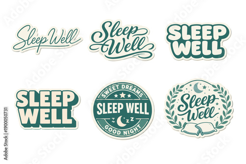 Sleep well sticker set with sleep-themed designs for relaxation and comfort