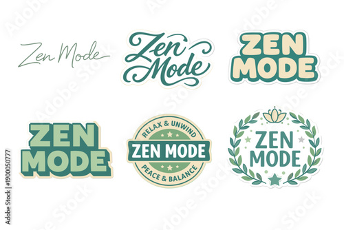 Creative zen mode designs in various fonts and styles for relaxation and peace